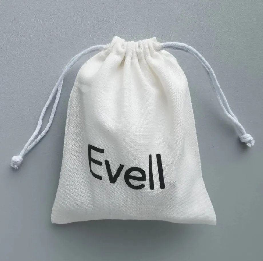 100 Personalized Drawstring Pouch - Custom Jewelry Pouch - White Cotton Drawstring Bag - Jewelry Bag With Logo - Jewellery Packaging Bulk