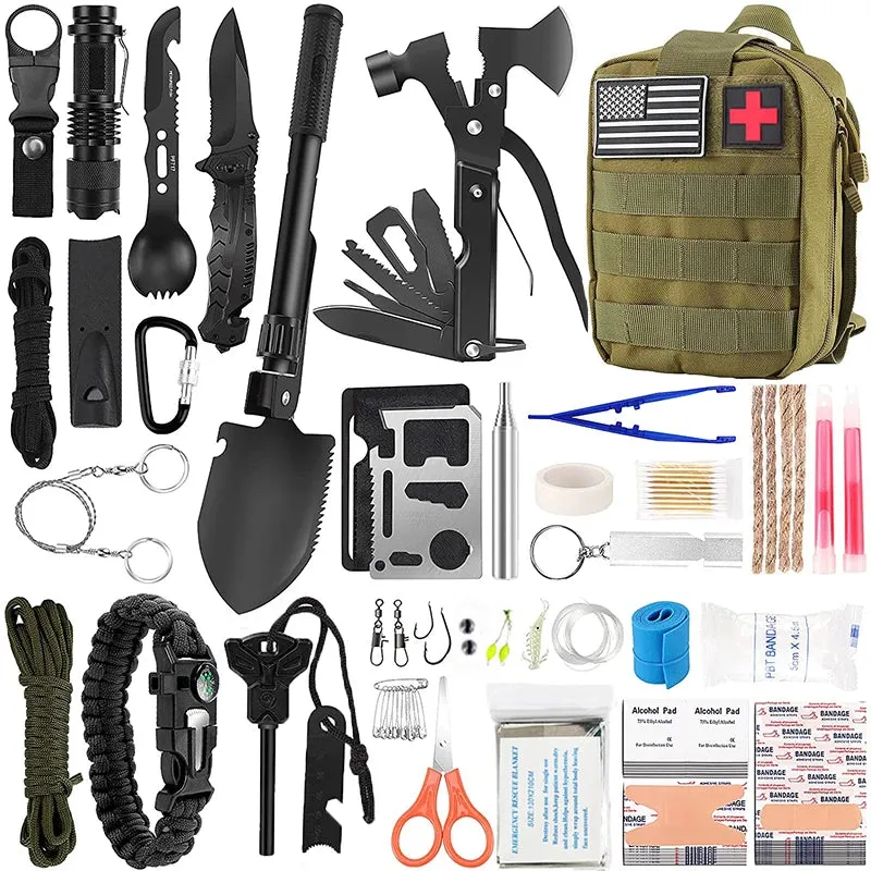 142pcs Survival gear First Aid Kit IFAK Molle System Compatible Outdoor Gear Emergency Kits Trauma Bag for Camping Hunting