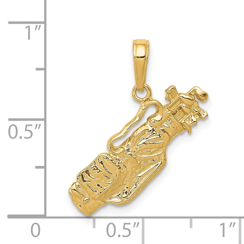 14k Yellow Gold Golf Bag with Clubs Pendant