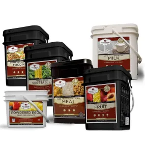 764 Servings of Gluten-Free Emergency Food 6 Grab n Go Buckets Entrees, Milk, Fruit, Veg, Meat, Eggs