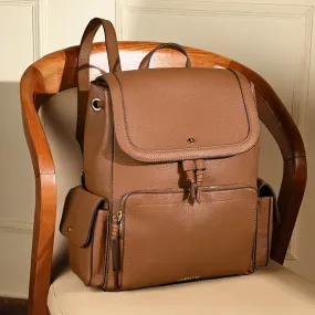 Accessorize London Women's Faux Leather Brown Laptop Backpack With 12 Laptop Sleeve