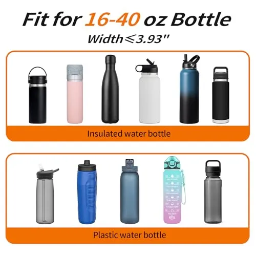 AceTreker 64/128 oz Water Bottle Sleeve with 2 Pockets, Paracord Handle, Neoprene Half/One Gallon Metal Water Flask Holder Pouch with Adjustable Strap for Walking, Hiking, Camping-Wild Rose