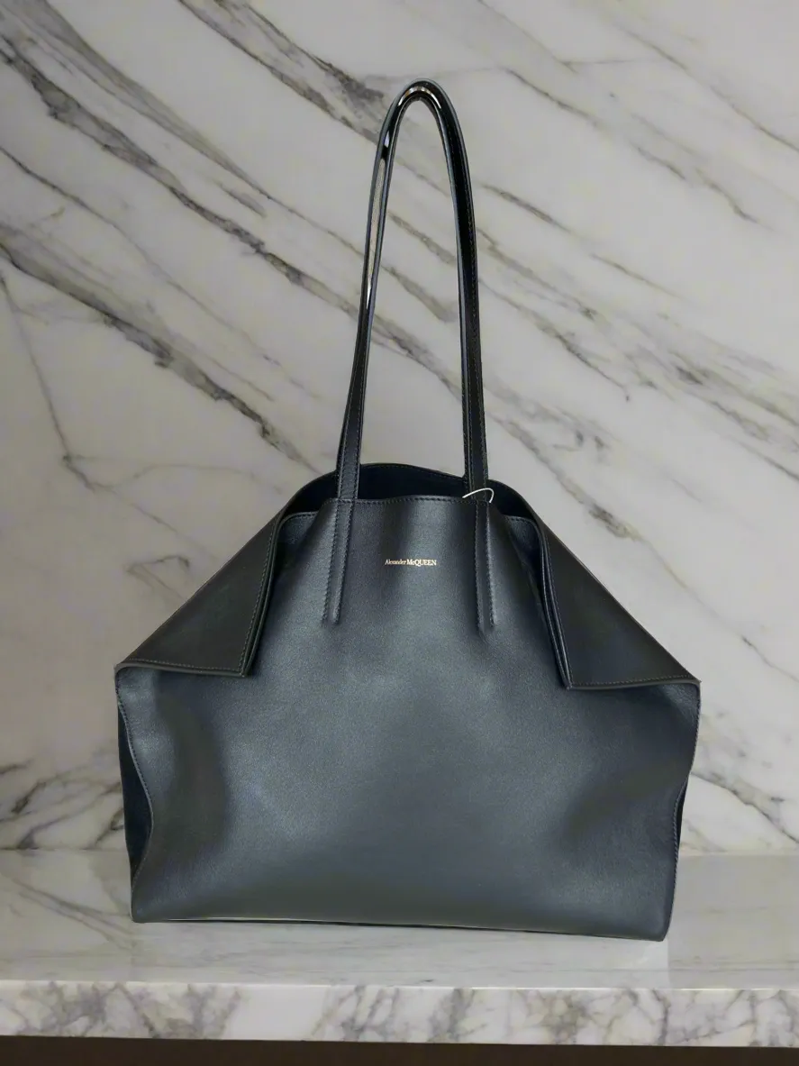 ALEXANDER MCQUEEN Black Lesather Butterfly Tote