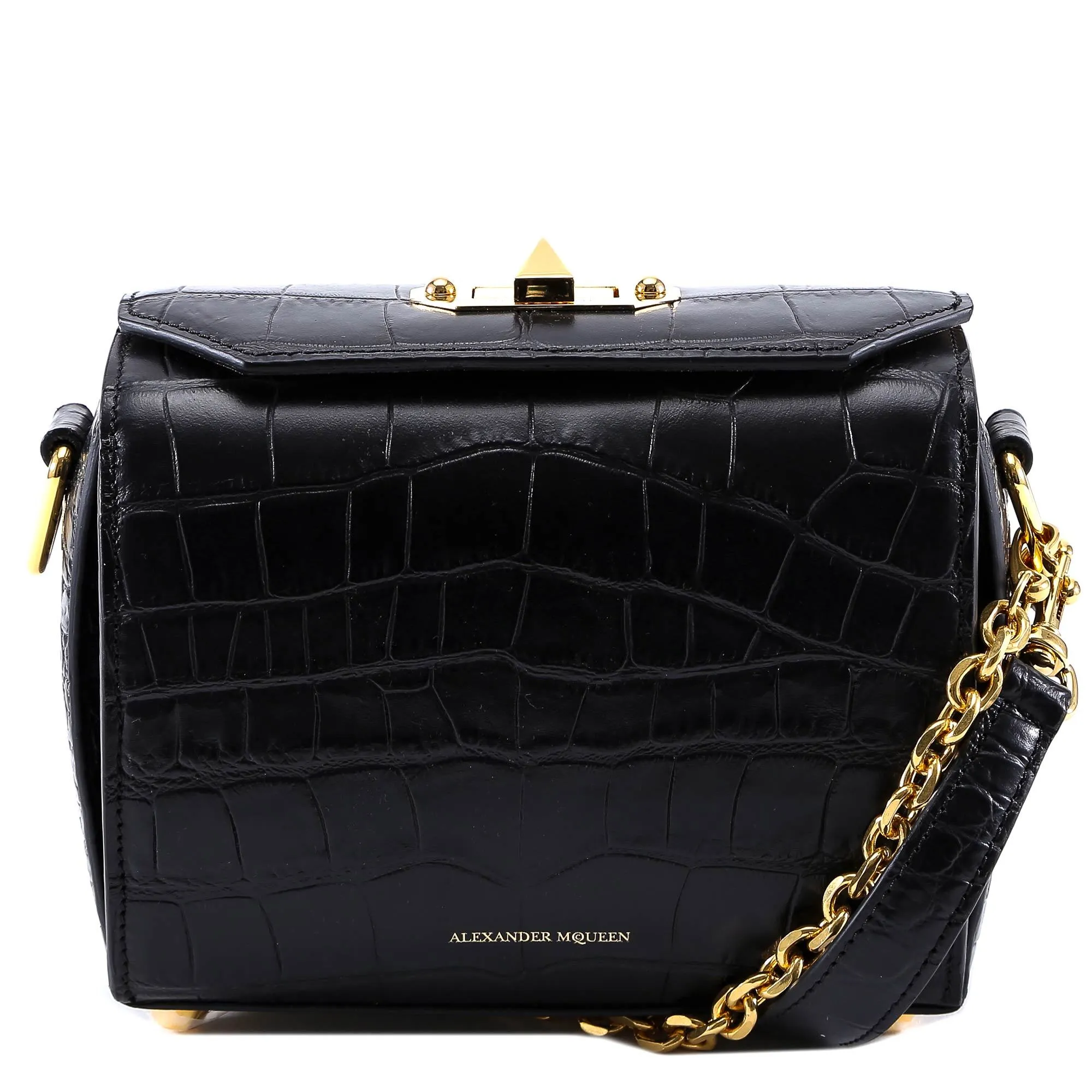 Alexander McQueen Crocodile Textured Leather Box Bag