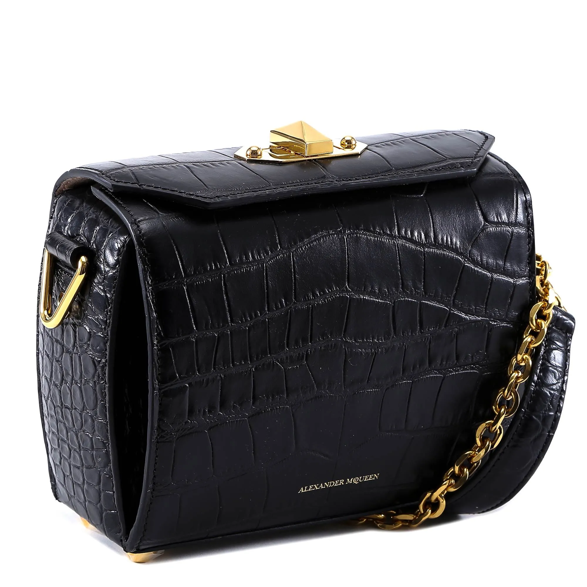 Alexander McQueen Crocodile Textured Leather Box Bag