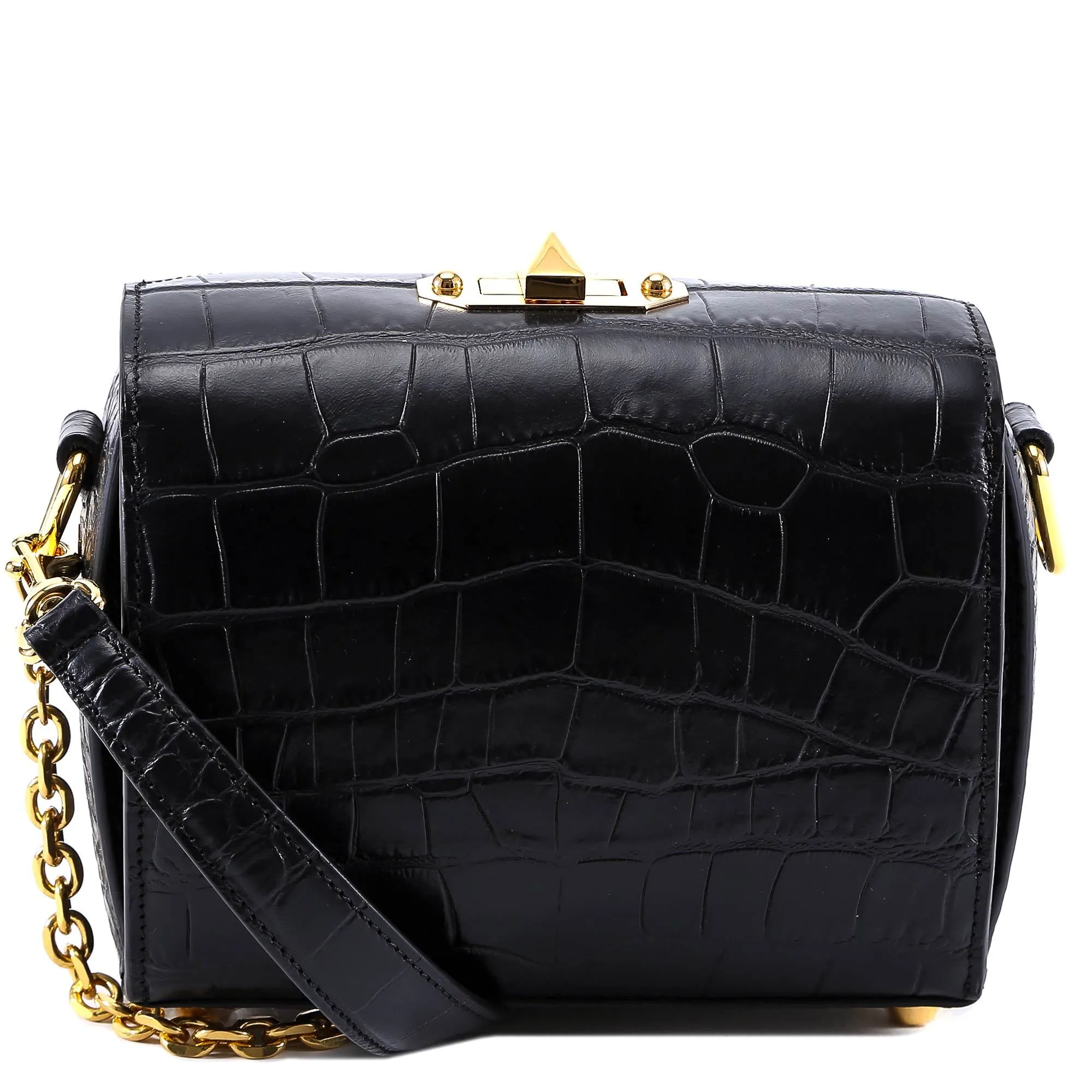 Alexander McQueen Crocodile Textured Leather Box Bag