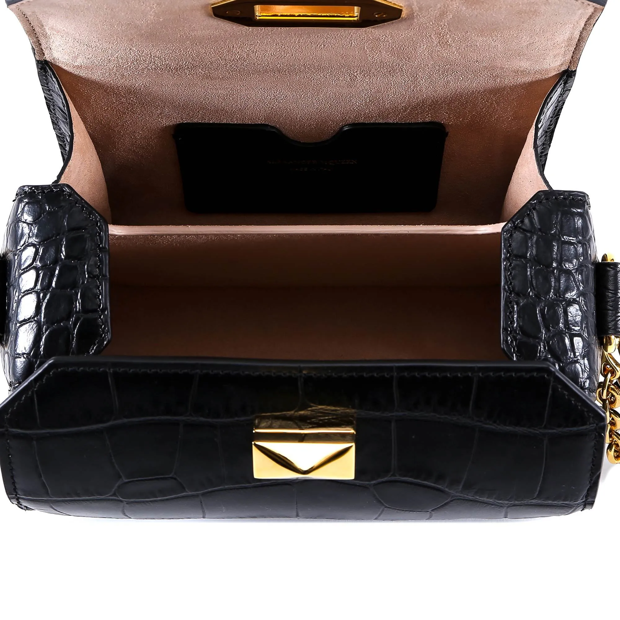 Alexander McQueen Crocodile Textured Leather Box Bag