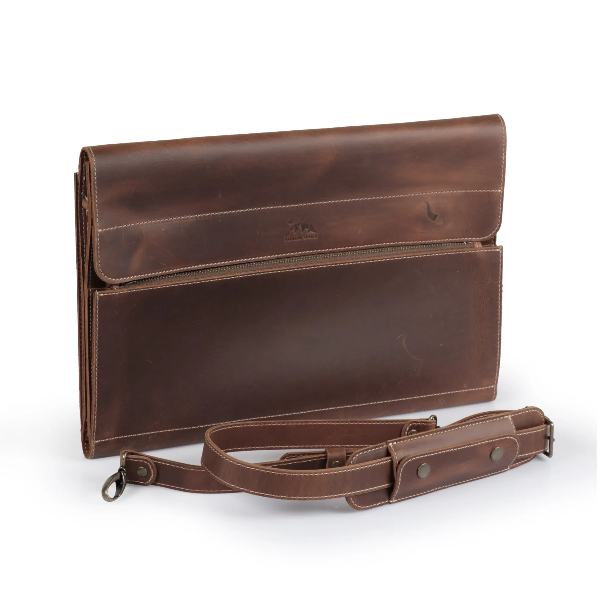 Almost Perfect | Logan Leather Laptop Sleeve with Strap 15''16'' - Pecan