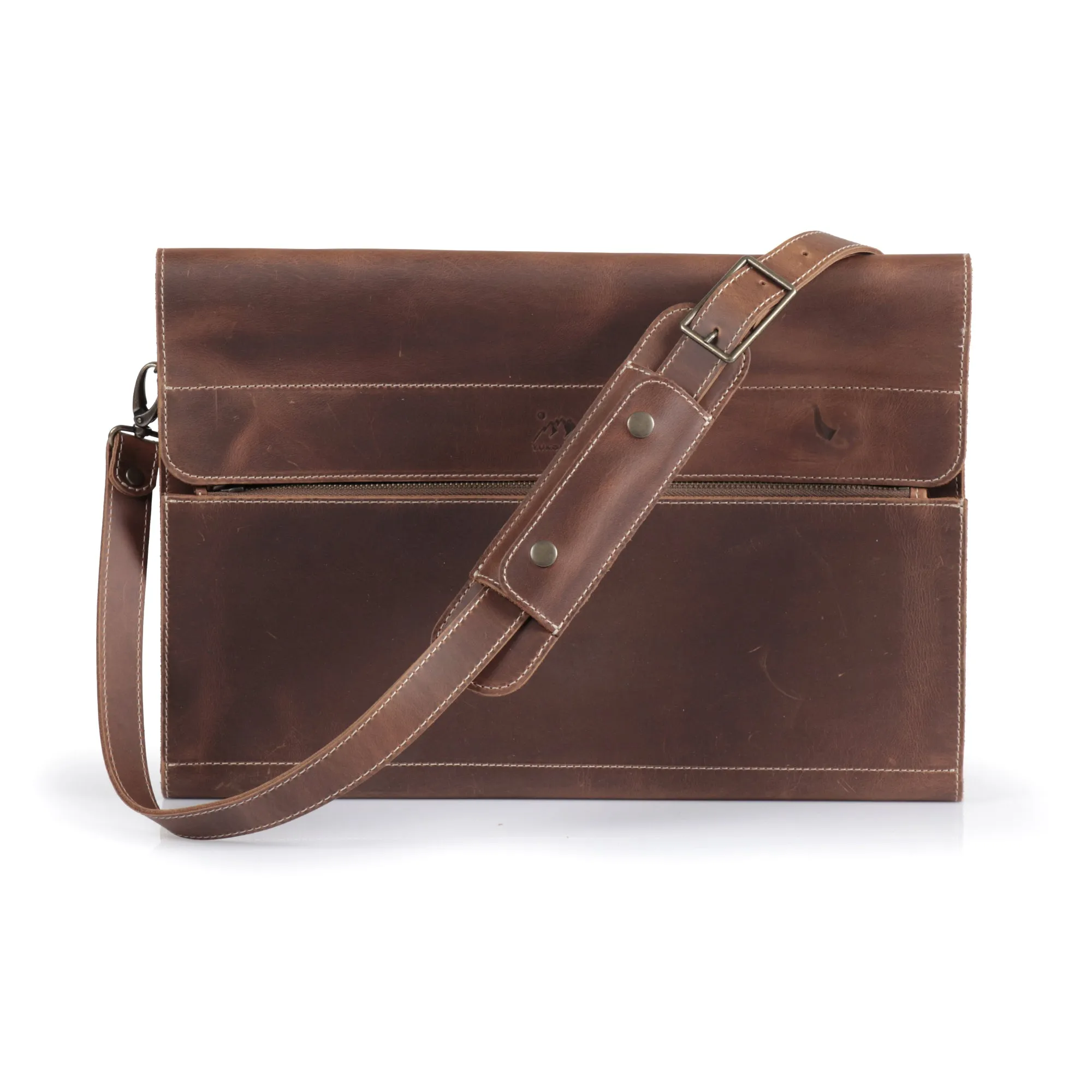 Almost Perfect | Logan Leather Laptop Sleeve with Strap 15''16'' - Pecan