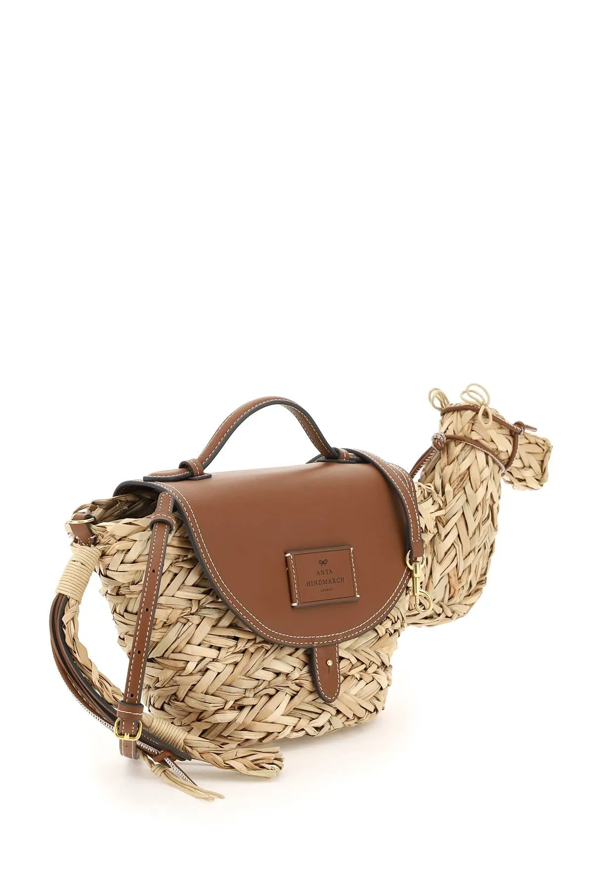 Anya Hindmarch Camel-Shape Basket Shoulder Bag