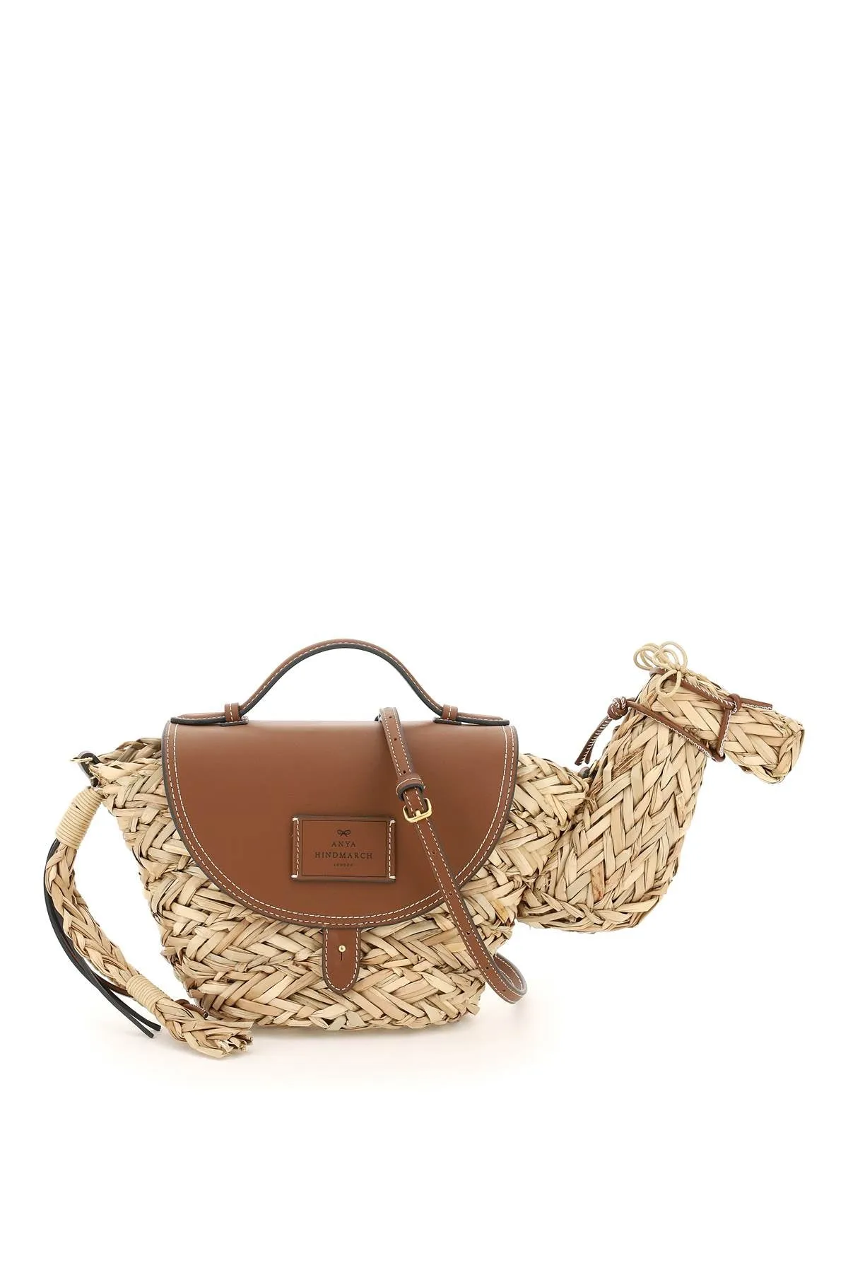 Anya Hindmarch Camel-Shape Basket Shoulder Bag