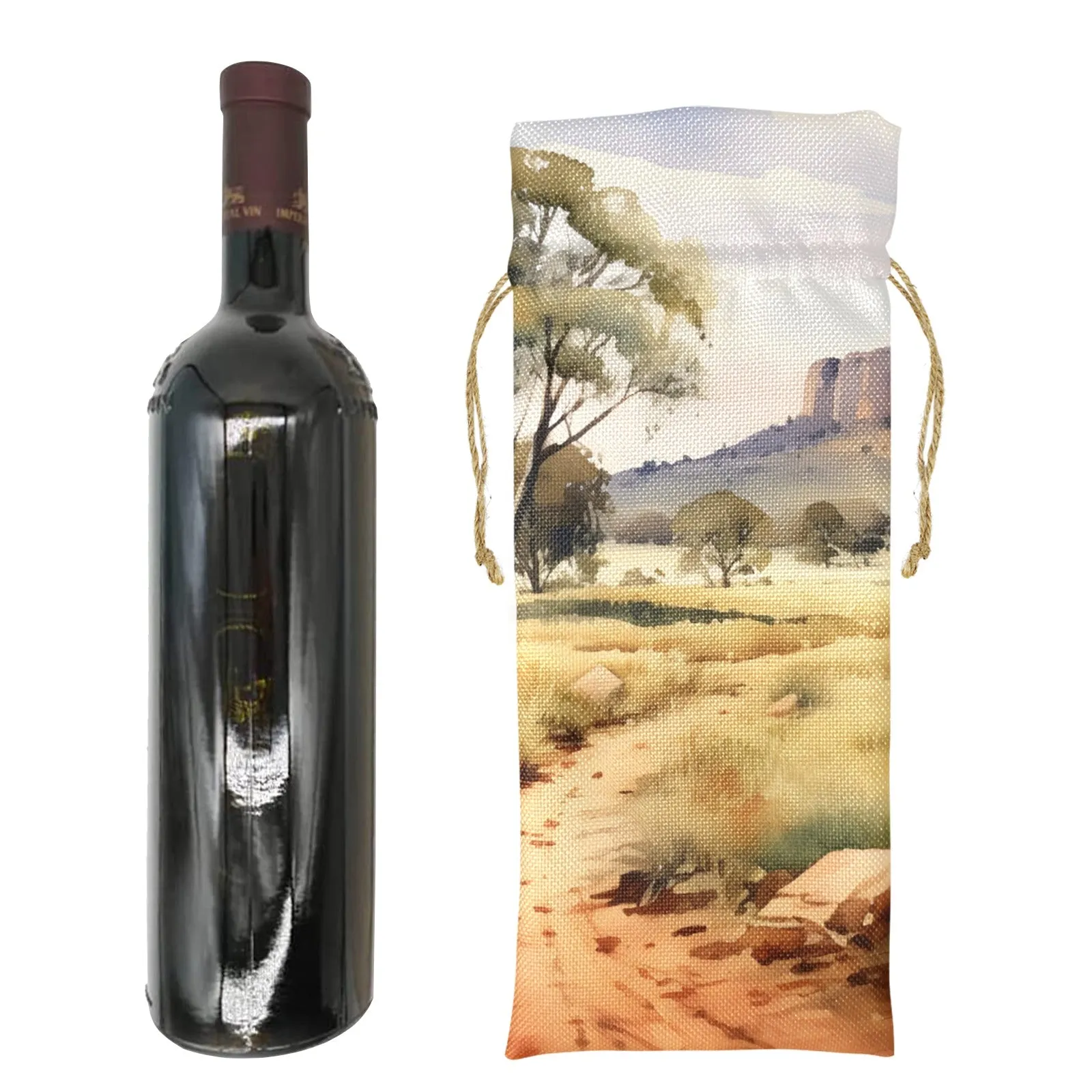 australia 2 Linen Wine Bottle Bag