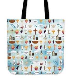 Bible Verse Linen Tote Bag