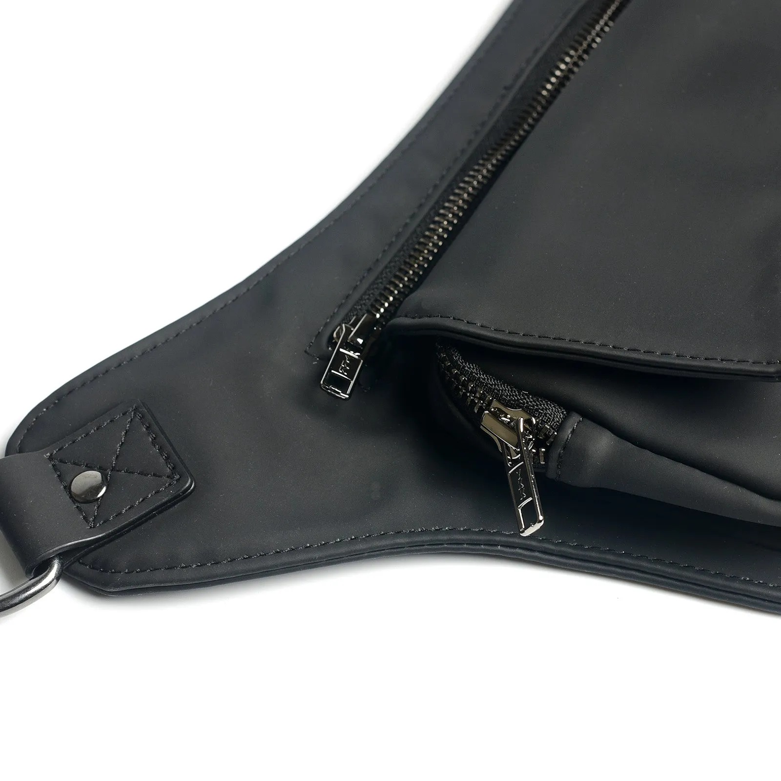 Black Vegan Leather Hip Bag (Gun Metal)