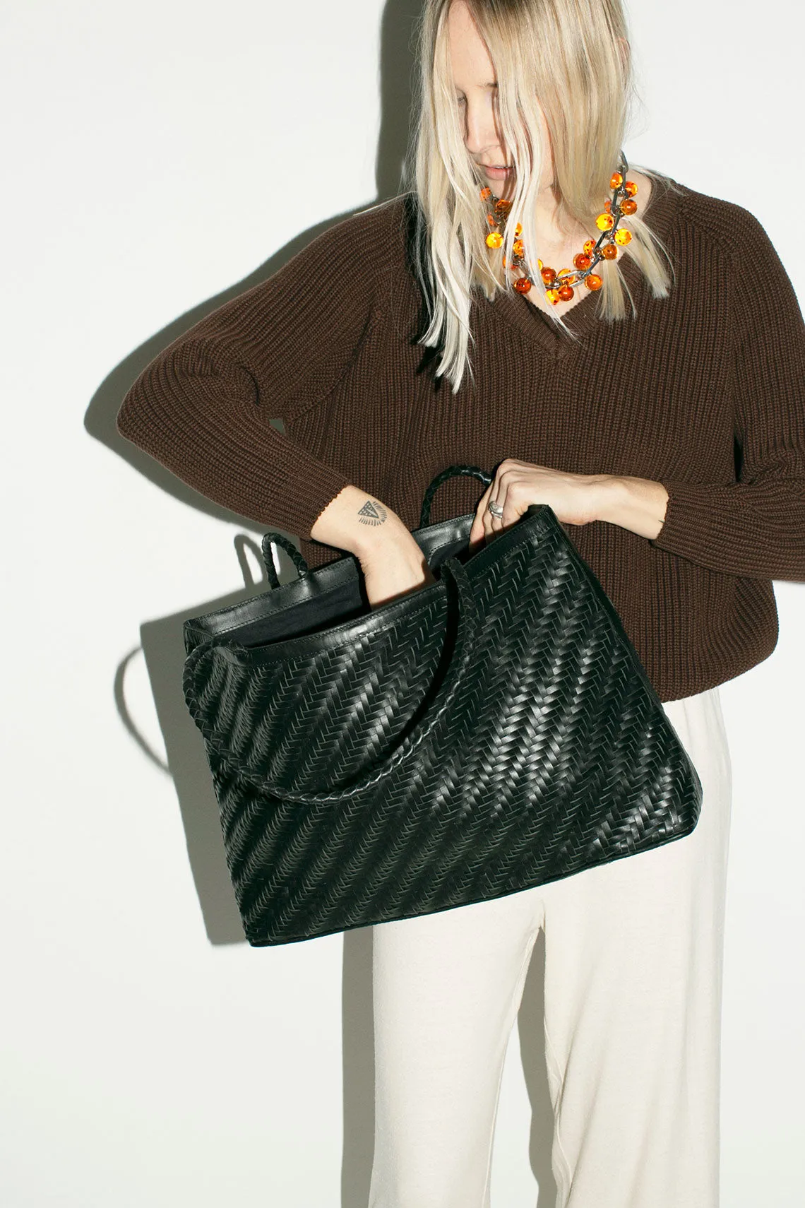 Black Woven Gabrielle Bag