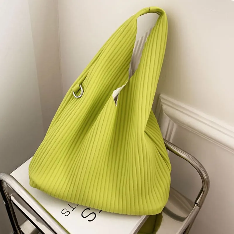 Bright Lime Green Textured Messenger Bag for Women’s Niche Fashionable Style