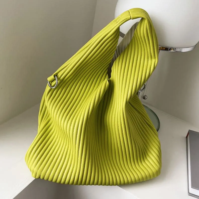 Bright Lime Green Textured Messenger Bag for Women’s Niche Fashionable Style