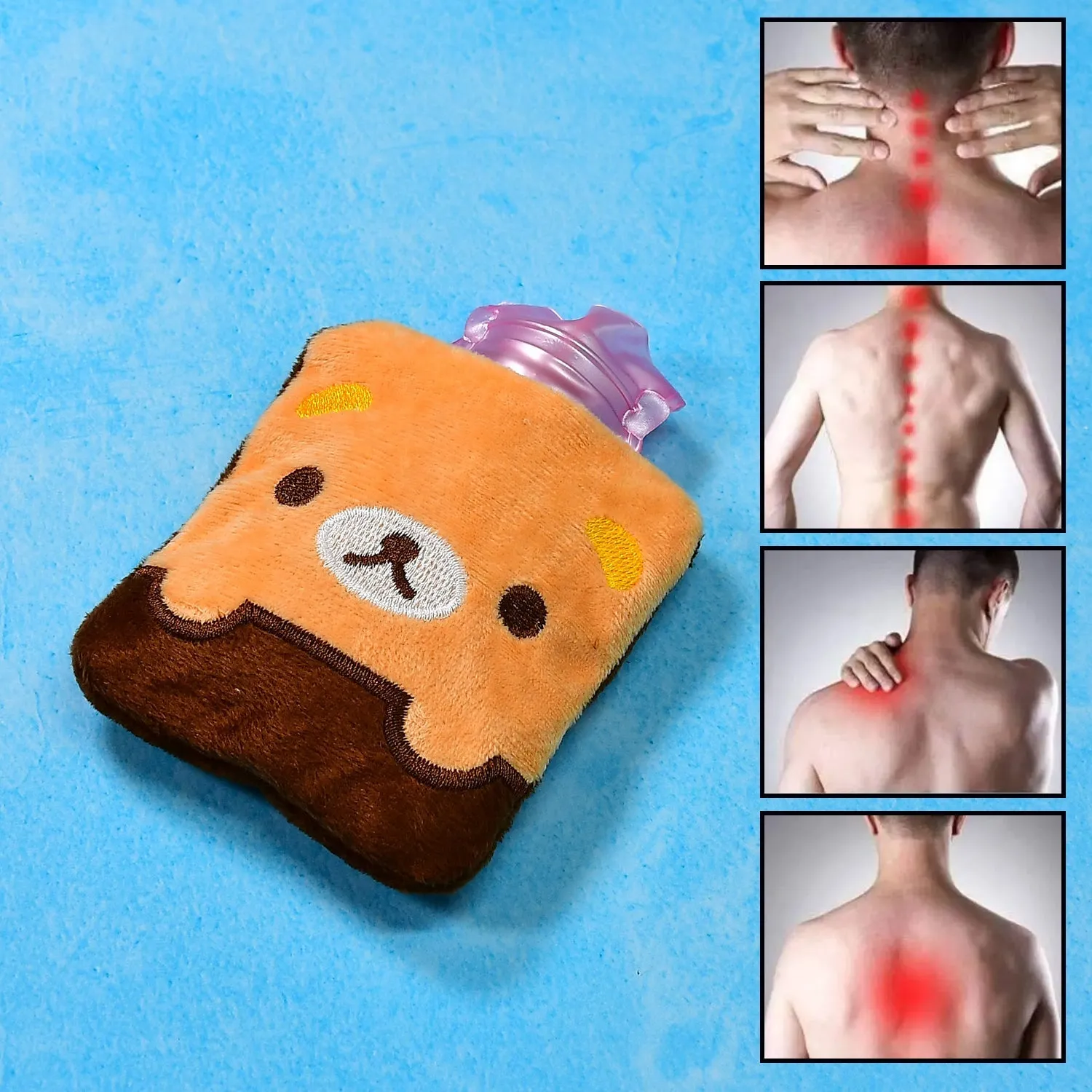 Brown Panda Print small Hot Water Bag with Cover for Pain Relief, Neck, Shoulder Pain and Hand, Feet Warmer, Menstrual Cramps.