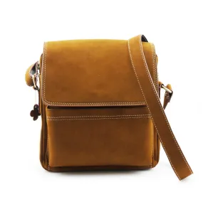 Brown Stone Messenger Leather Bag Twenty Six Square - Tan Nubuck