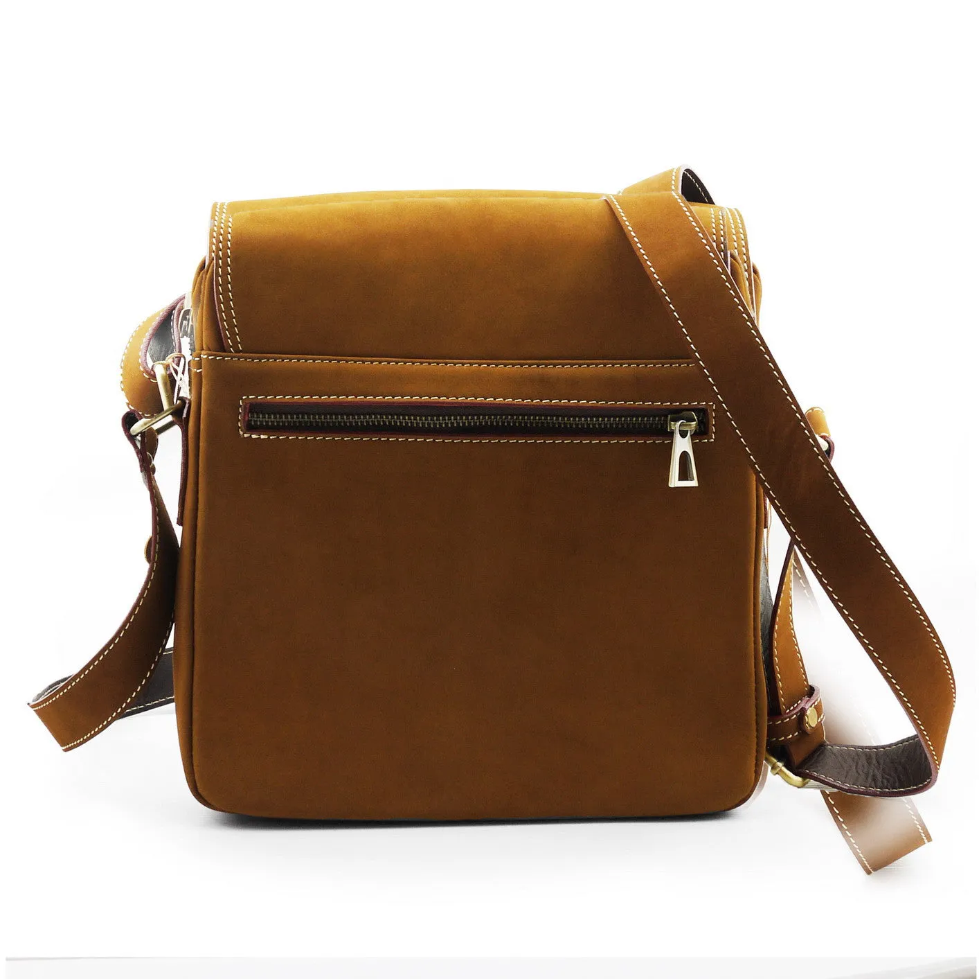 Brown Stone Messenger Leather Bag Twenty Six Square - Tan Nubuck