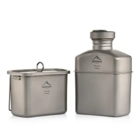 Camping Titanium Dinner Lunch Box Set Outdoor Bottle Cookware Cup Travel Tableware Bowler Tourist Kitchen Pot Equipment