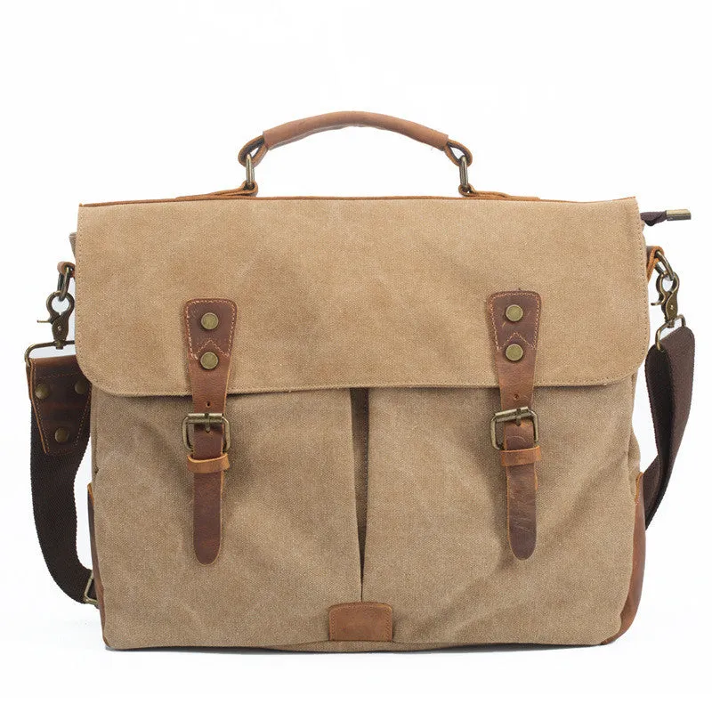 Canvas Leather Travel Bag Single Shoulder Bag Messenger Laptop Bag 1806