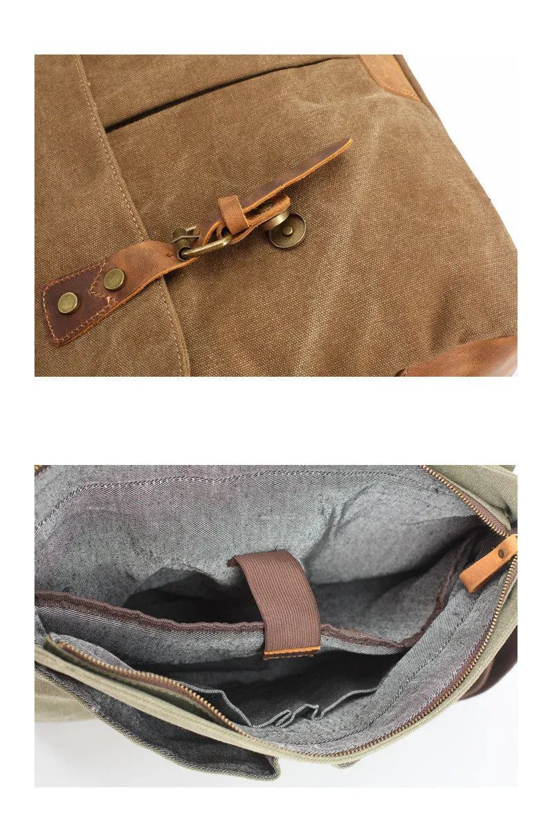 Canvas Leather Travel Bag Single Shoulder Bag Messenger Laptop Bag 1806