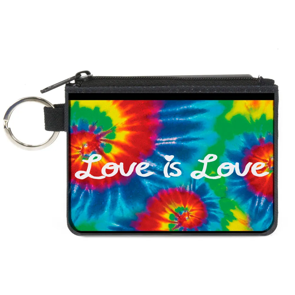 Canvas Zipper Wallet - MINI X-SMALL - LOVE IS LOVE BD Tie Dye White