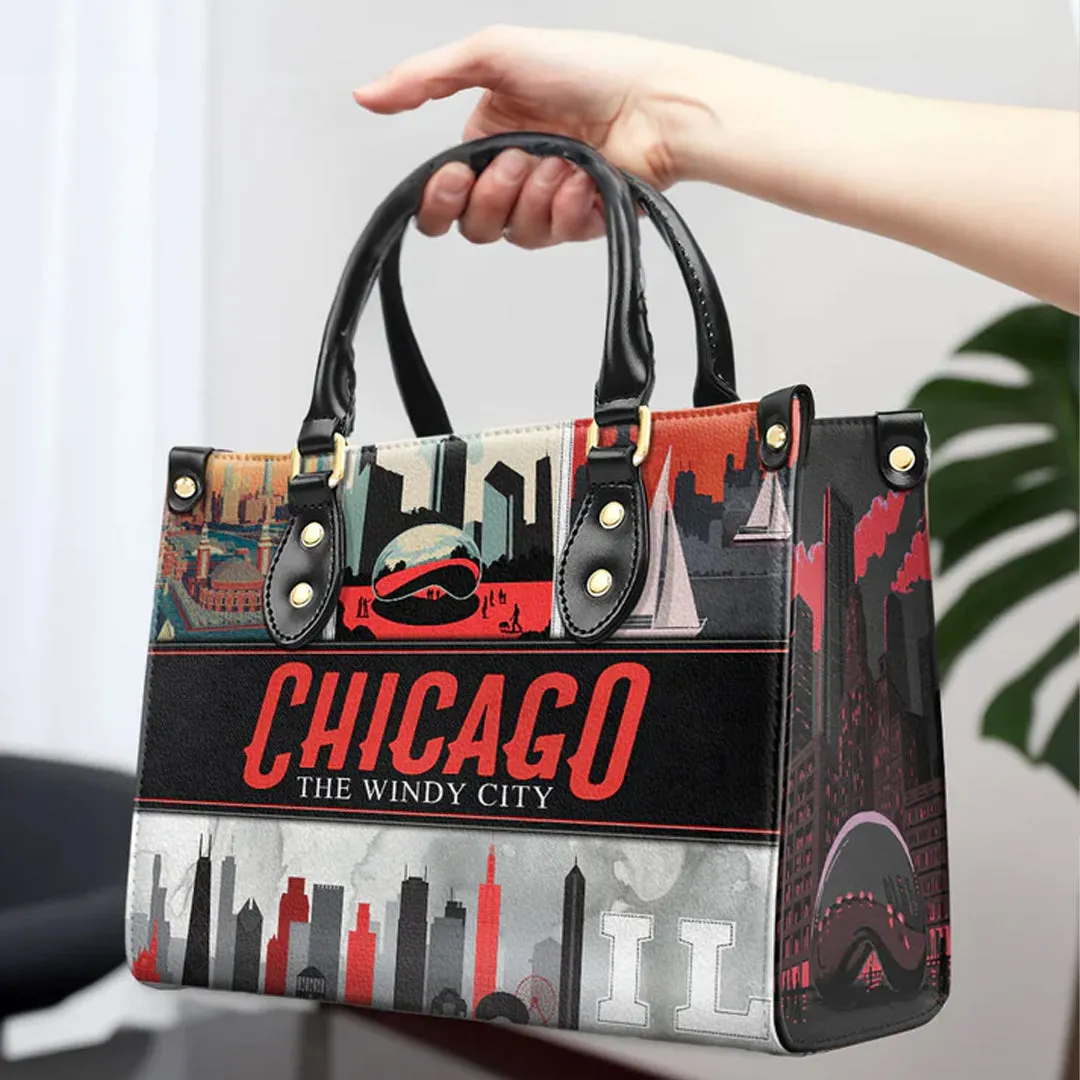 Chicago Windy City Custom Leather Tote - CHRISTIANARTBAG Metropolitan Elegance - CABLTHB20310324.