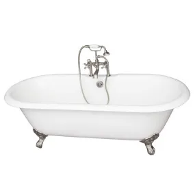 Columbus 61″ Cast Iron Double Roll Top Tub Kit – Brushed Nickel Accessories