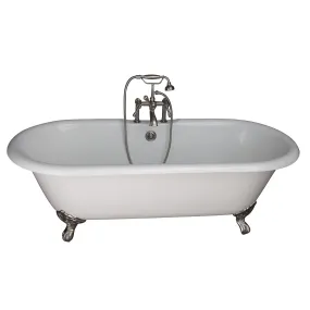 Columbus 61" Cast Iron Double Roll Top Tub Kit-Brushed Nickel Accessories