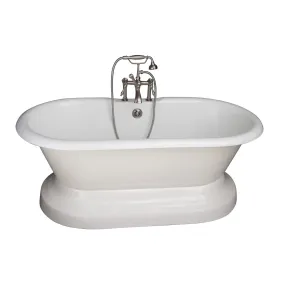 Columbus 61" Cast Iron Double Roll Top Tub Kit-Brushed Nickel Accessories