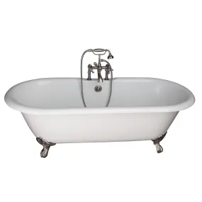 Columbus 61" Cast Iron Double Roll Top Tub Kit-Brushed Nickel Accessories