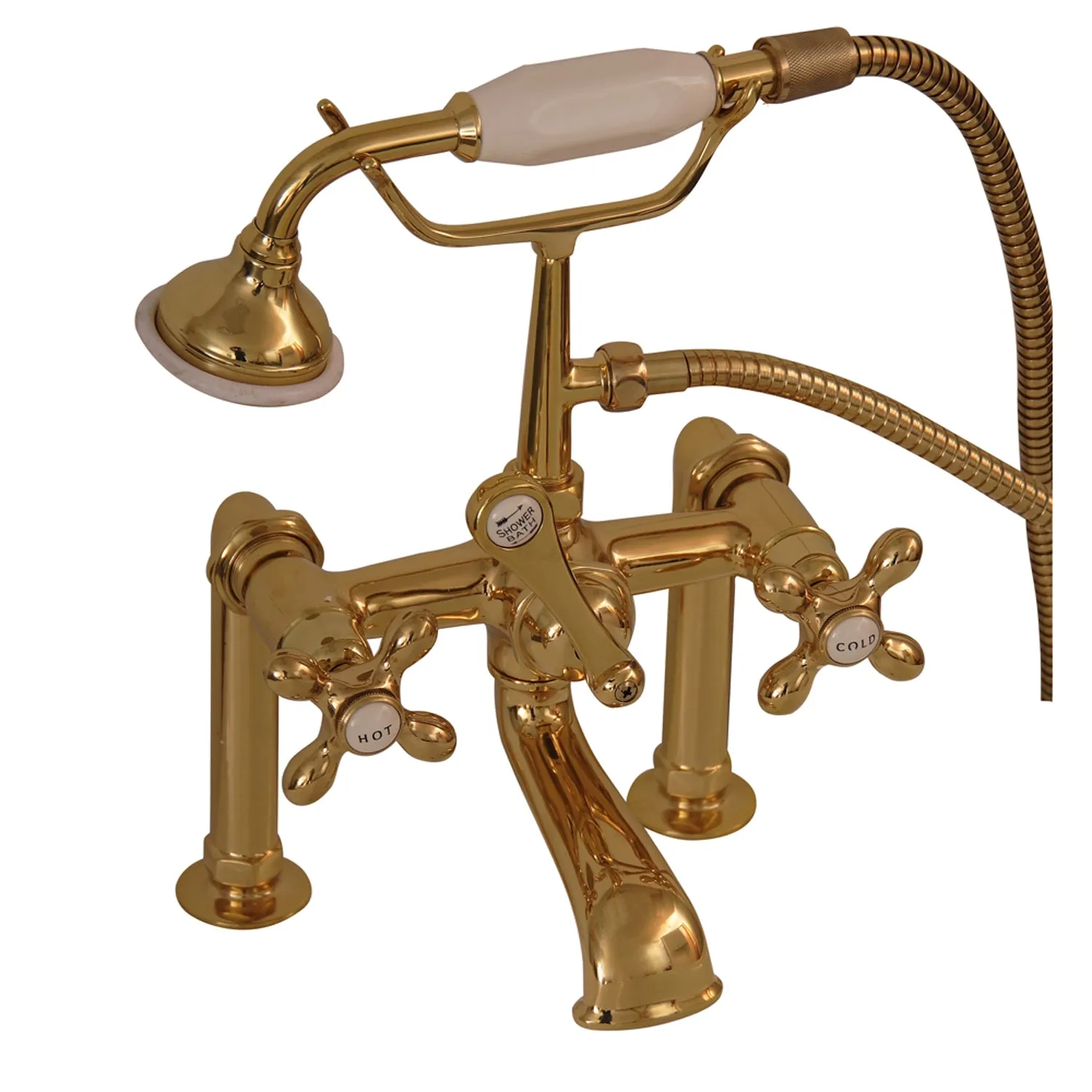 Columbus 61" Cast Iron Double Roll Top Tub Kit-Polished Brass Accessories