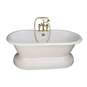 Columbus 61" Cast Iron Double Roll Top Tub Kit-Polished Brass Accessories