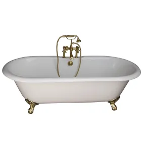 Columbus 61" Cast Iron Double Roll Top Tub Kit-Polished Brass Accessories