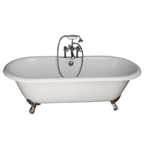 Columbus 61" Cast Iron Double Roll Top Tub Kit-Polished Nickel Accessories