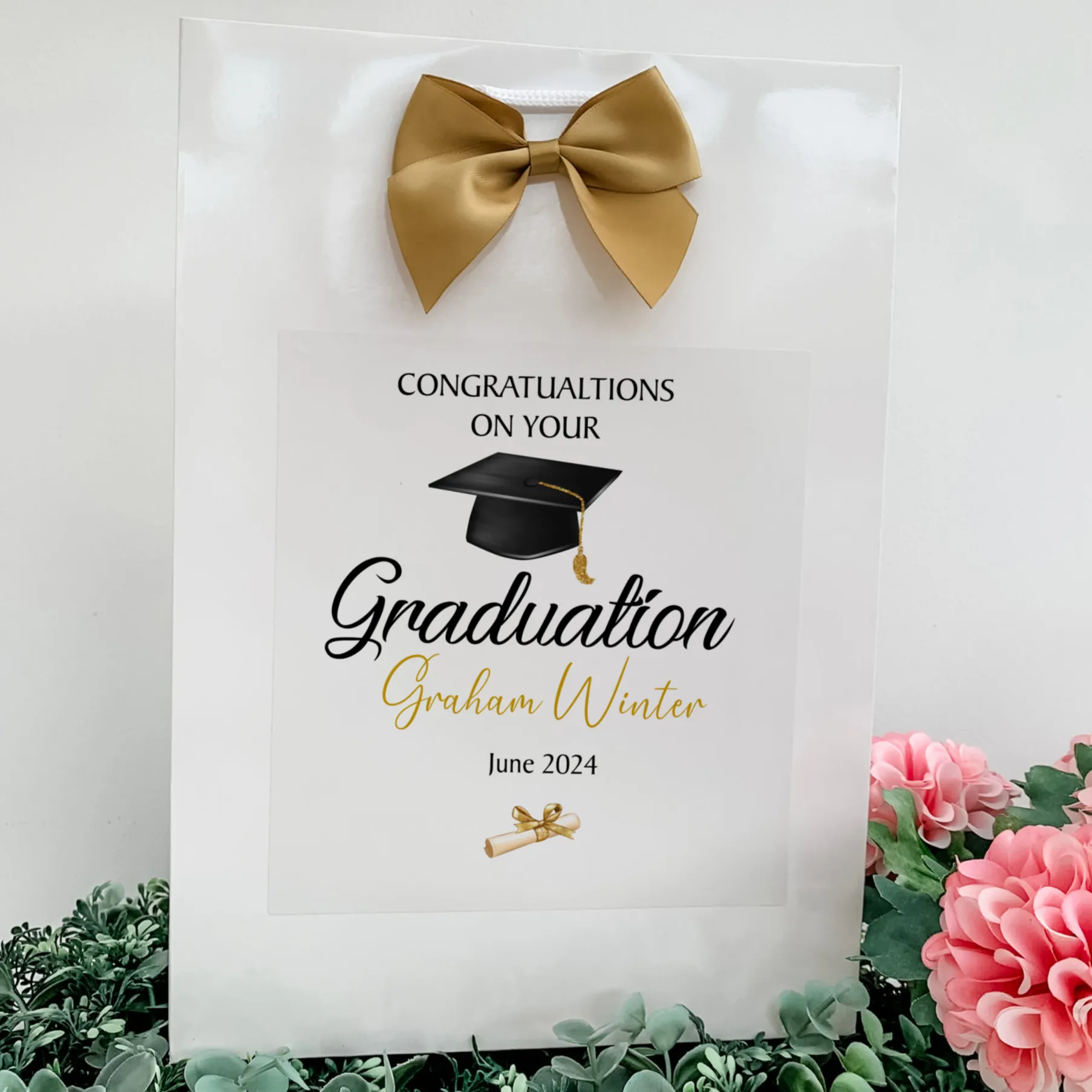 Congratulations Graduation Gift Bag, Custom Personalised With Graduates Name