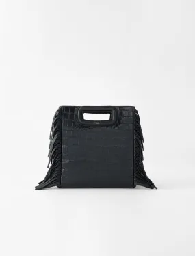 CROCO-EFFECT LEATHER M BAG WITH FRINGING