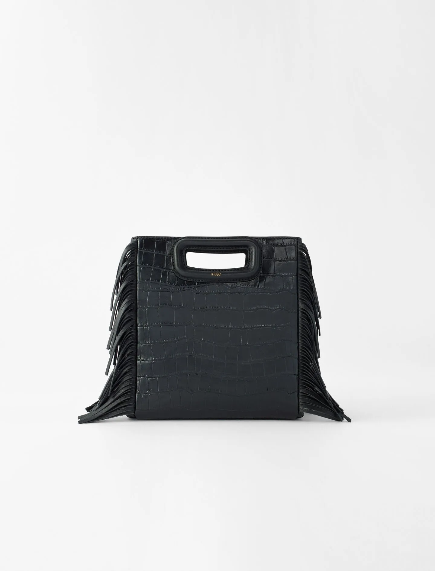 CROCO-EFFECT LEATHER M BAG WITH FRINGING