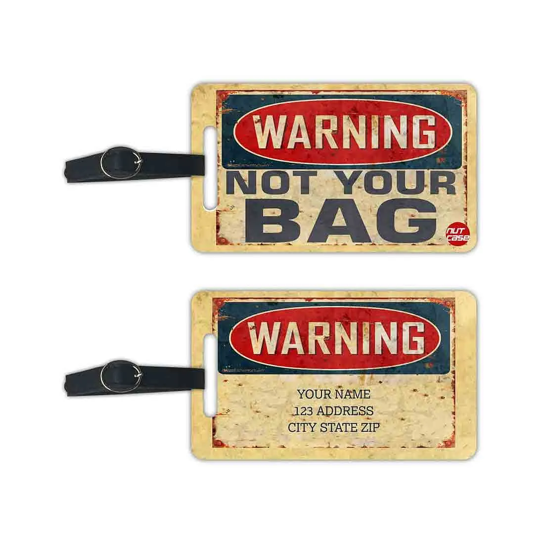 Custom Bag Tags Luggage Tag with Your Name - Warning