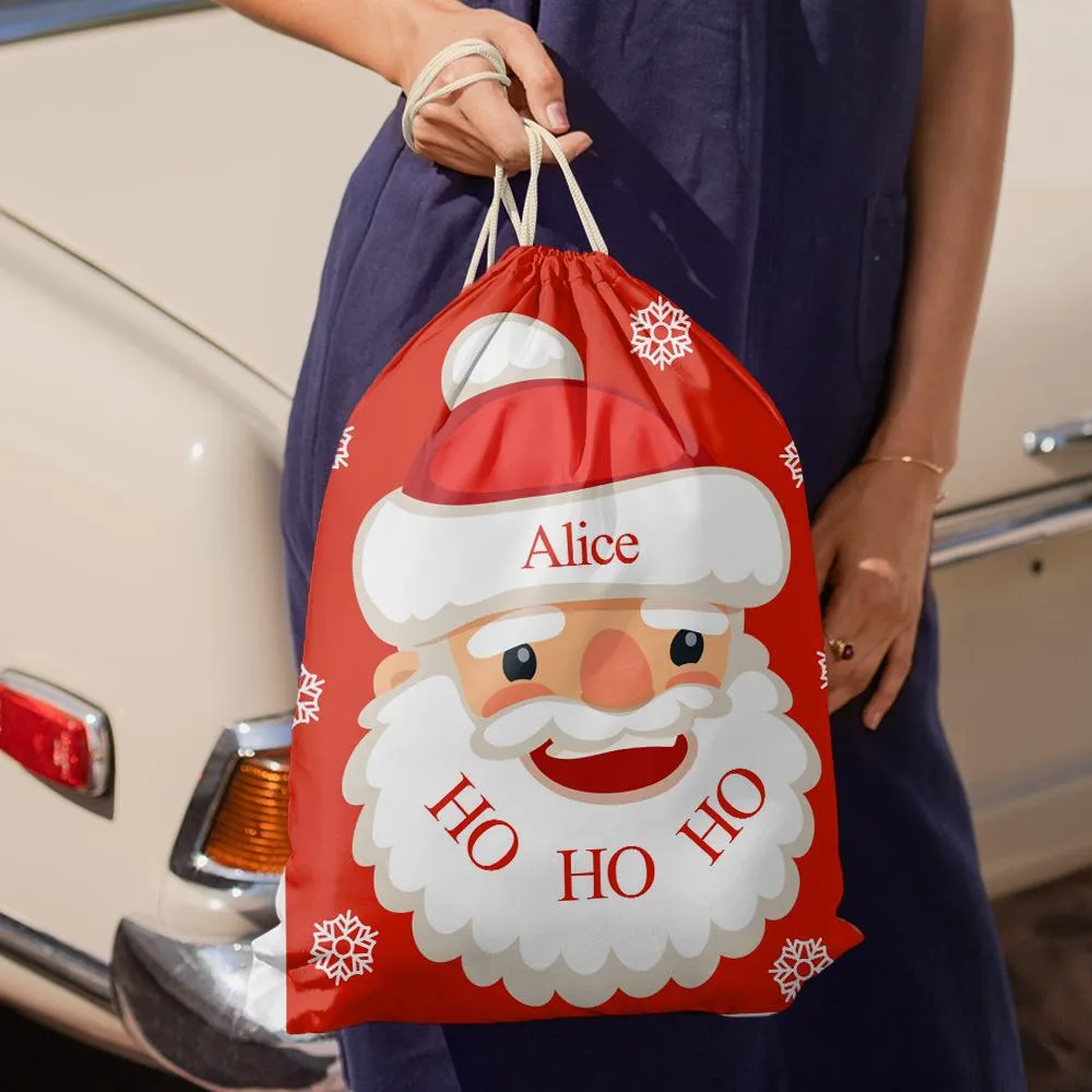 Custom Engraved Bag Cute Santa Christmas Sack Bag Gift for Boys & Girls