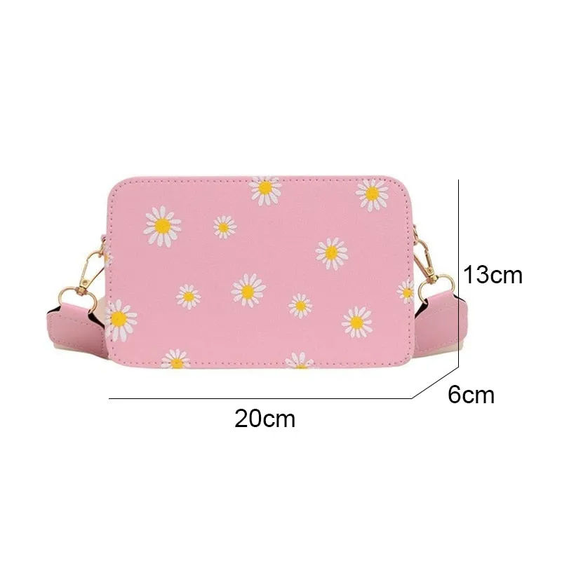 Darianrojas Fashion Women's Bag Daisy Pattern Shoulder Bag Handbag Printed Small Square Bag Tote Classic Elegant Crossbody Shoulder Bag