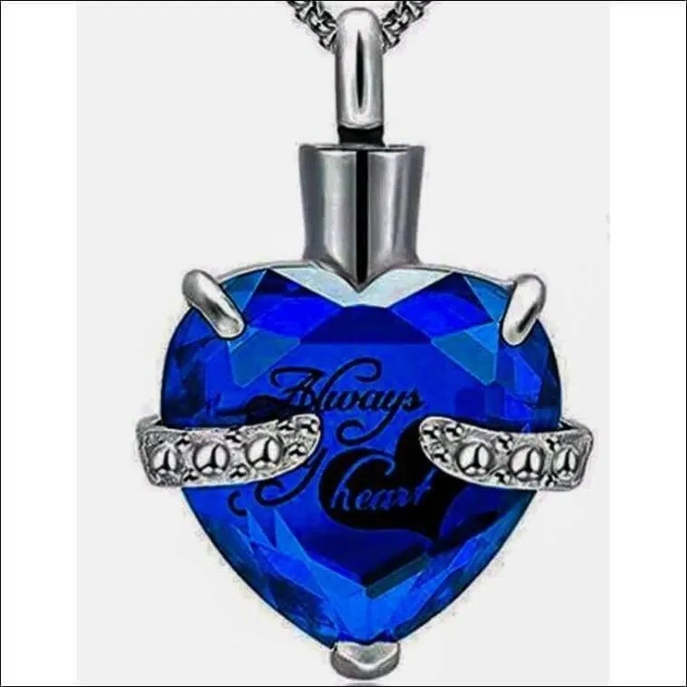 Dark Blue Crystal Memorial Urn Necklace