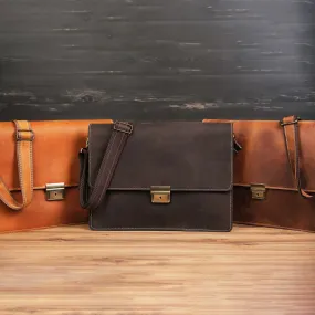 Dazzlo Handmade Genuine Leather Laptop Bag - Tan / Brown / Chestnut - 15"