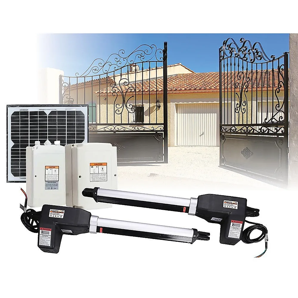 Durable Solar Dual Gate Opener Kit with Remotes, 1000KG