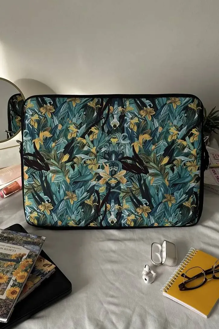 Emerald Blossoms Laptop Bag