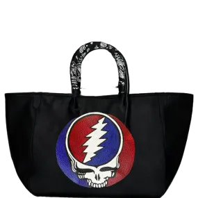 Everyday Vegan Leather Tote - Hand Painted The Grateful Dead