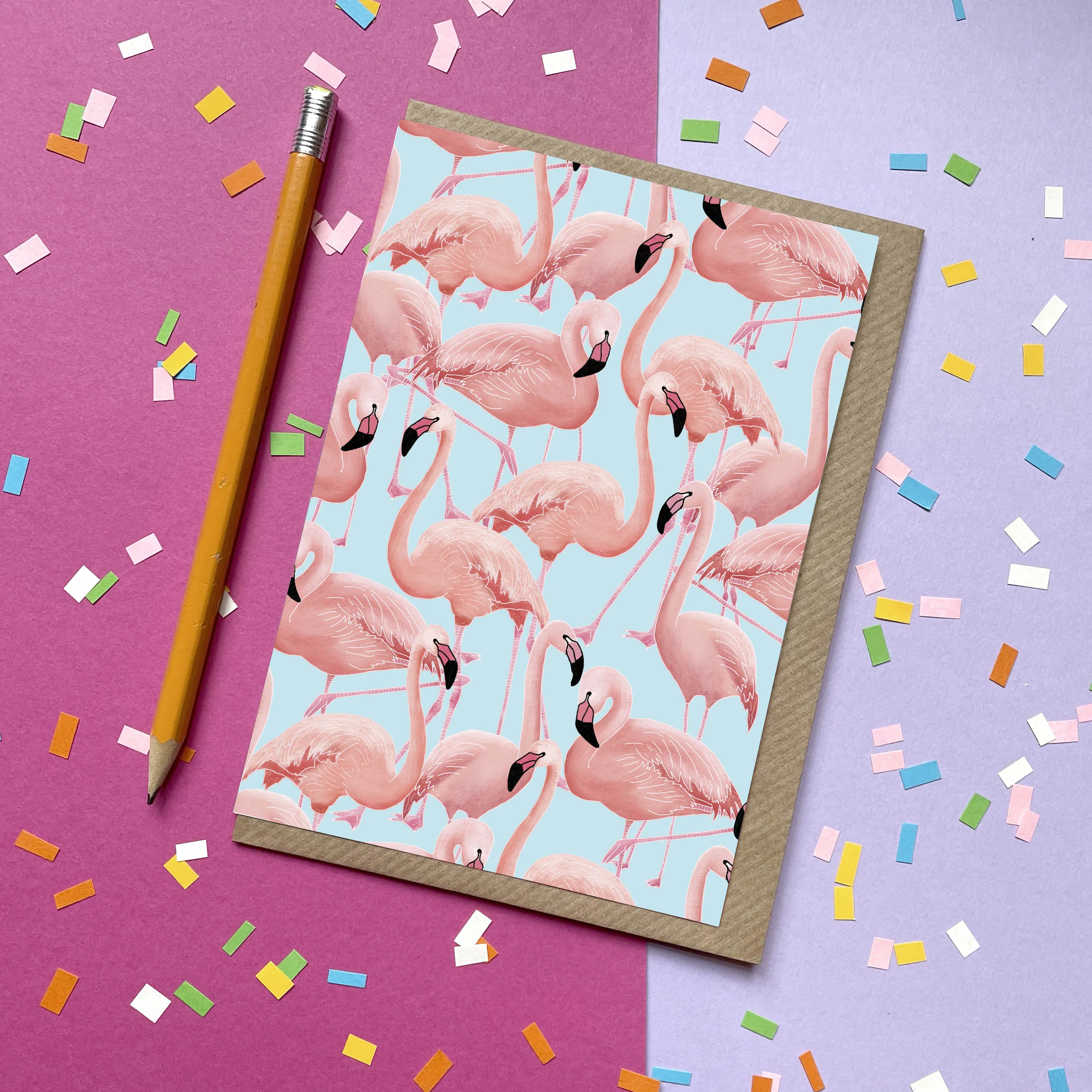 Flamingos - Greetings Card