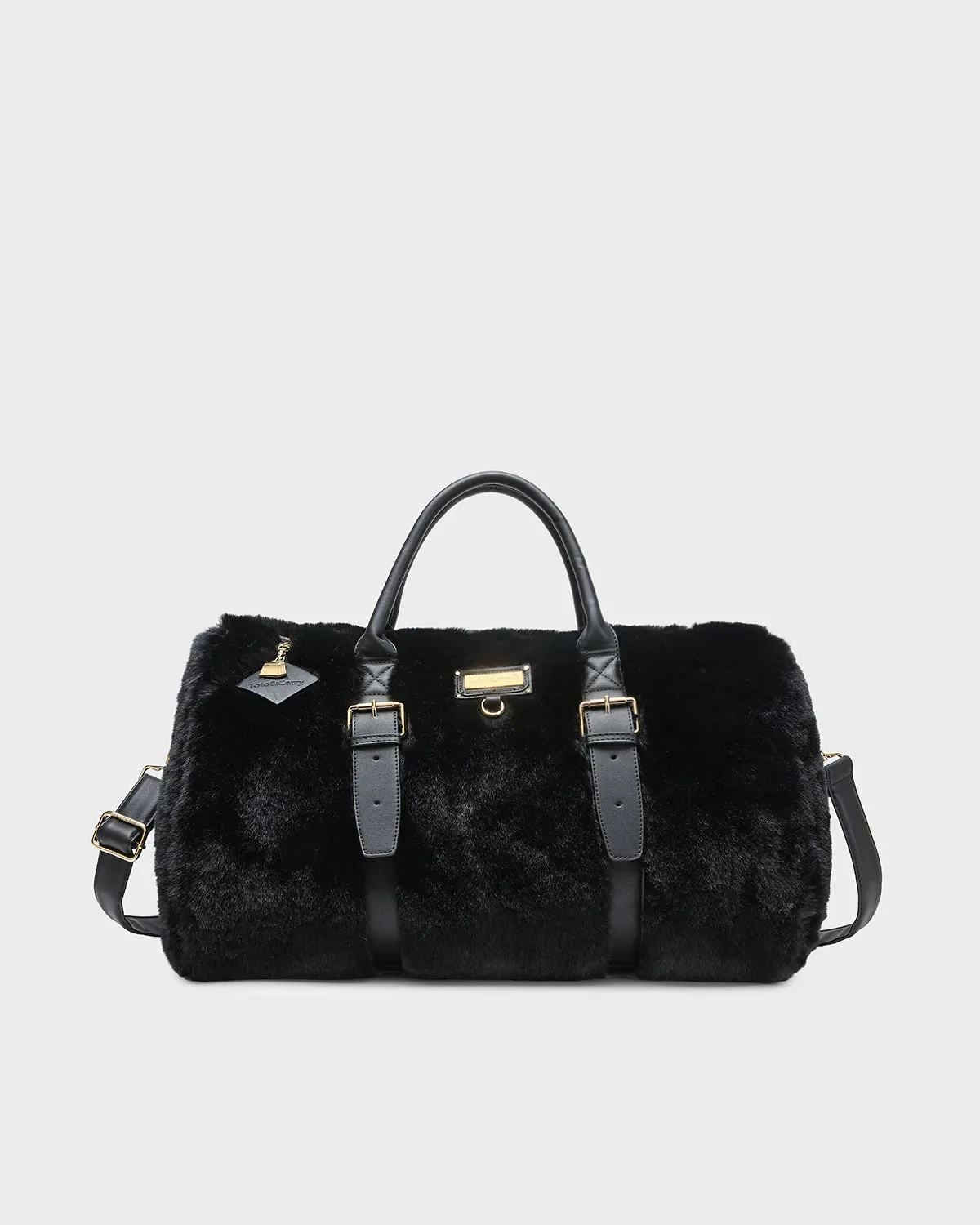 Fuzzy Weekender Duffle Bag in Black